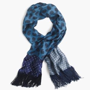 J Crew Lightweight Silk Twill Scarf in Printed Patchwork